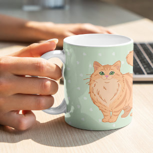 Caneca De Café Gata Laranja de Pelo Comprido Mãe Personalizada