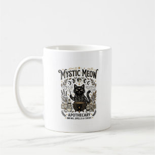 Caneca De Café Gata Mística Meow Bruxa Apotecária Gata Vinta