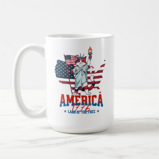 Caneca De Café Gata Patriota do Aniversário de 250 anos da Améric