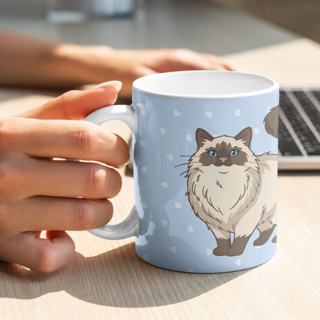 Caneca De Café Gata Ragdoll Mamãe Personalizada (Criador carregado)