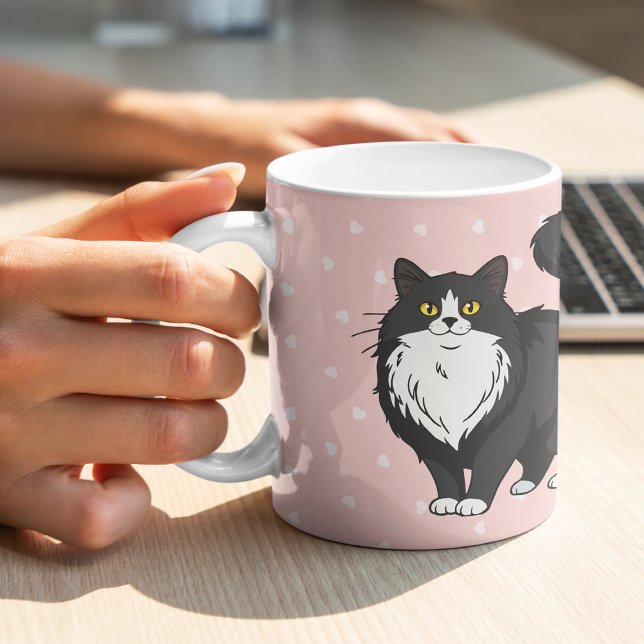 Caneca De Café Gata Tuxedo Doce Mamãe Personalizada (Criador carregado)