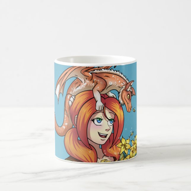 Caneca De Café Gathering Flowers with a Dragon (Centro)