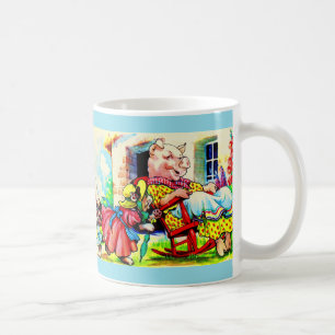 Caneca De Café gatinha mamãe e gatinho bebê visitam o porco dos a