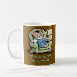 Caneca De Café Gatinho Aconchegante com Café e Bolo – Gato Engraç