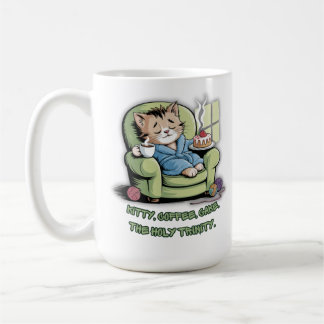 Caneca De Café Gatinho Aconchegante com Café e Bolo – Gato Engraç