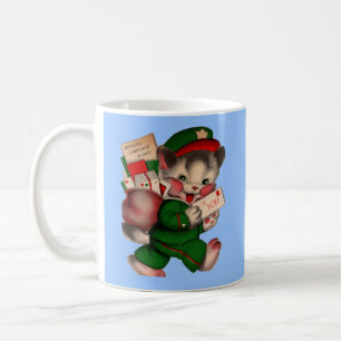 Caneca De Café gatinho adorável do correio que entrega pacotes d
