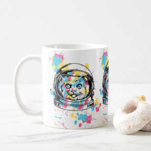 Caneca De Café Gatinho Alien Fofo Gato Espaço Galáxia Espaço Side