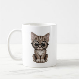 Caneca De Café Gatinho bonito do gato malhado de Brown com vidros