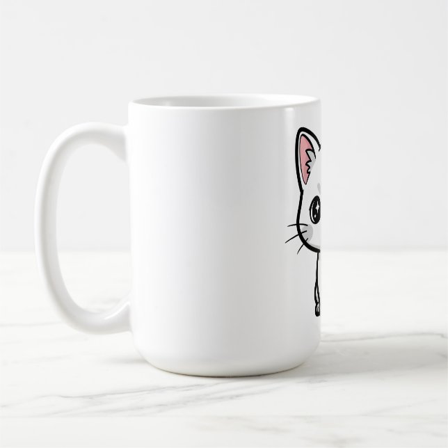 Caneca De Café Gatinho Branco Fofo (Esquerda)