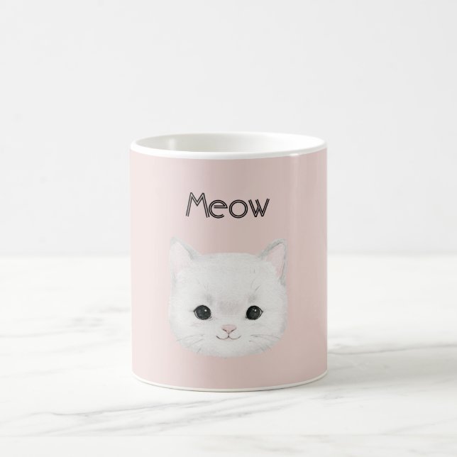 Caneca De Café Gatinho Branco Rosto de Gato Mia (Centro)