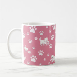 Caneca De Café Gatinho brincando e patas de gatinho