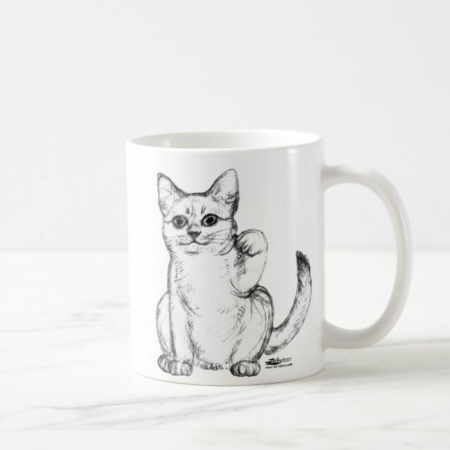 Caneca De Café Gatinho Convidativo Maneki Neko (Direita)