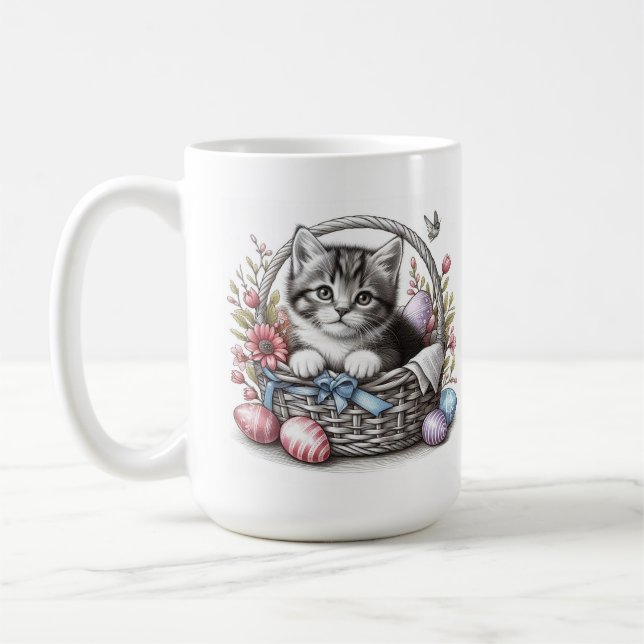 Caneca De Café Gatinho da Páscoa bonito (Esquerda)