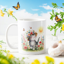 Caneca De Café Gatinho de Aquarela primavera - Kid Mug
