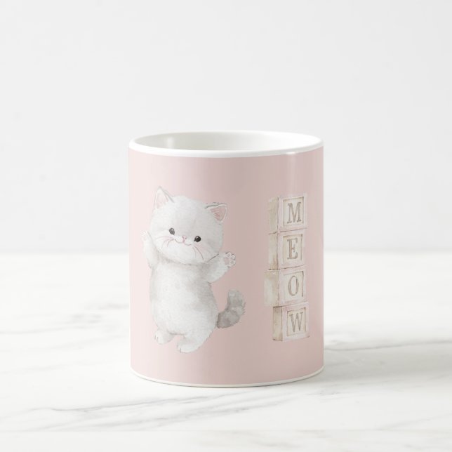 Caneca De Café Gatinho de cor cinza claro mia (Centro)