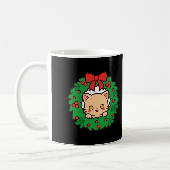 Caneca De Café Gatinho de Coroa de Natal (Esquerda)