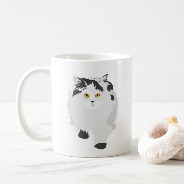 Caneca De Café Gatinho de Gato Persa (Com Donut)
