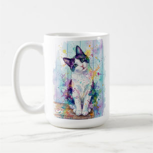 Caneca De Café Gatinho de Smoking Caprichoso Multicolorido em Aqu