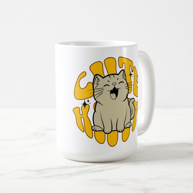 Caneca de Café Gatinho Fofo (Frente Esquerda)