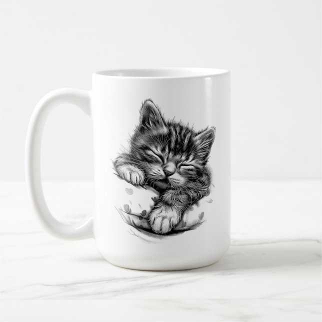 Caneca De Café Gatinho Fofo Dormindo (Esquerda)