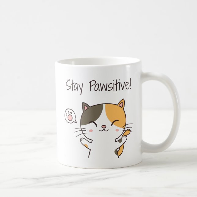 Caneca De Café Gatinho Fofo Punho Positivo (Direita)