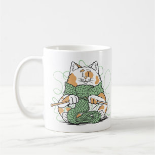 Caneca De Café Gatinho Fofo Tricô Artesanato Fios Amante Gato