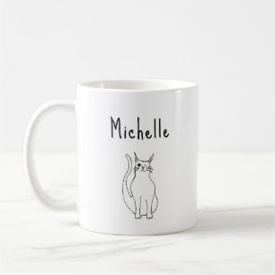 Caneca De Café Gatinho Gato Vidro Branco Branco Gato