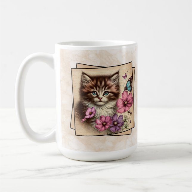 Caneca De Café Gatinho Marrom e Branco  (Esquerda)