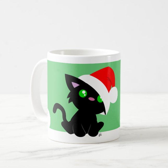 Caneca De Café Gatinho Meowy de Natal (Frente Esquerda)
