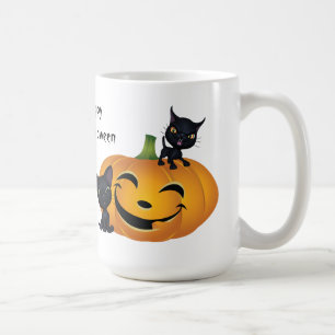Caneca De Café Gatinho Negro Feliz Halloween
