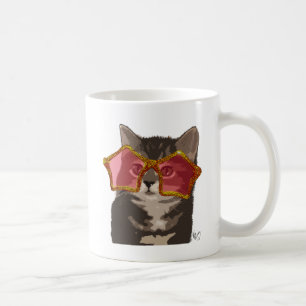 Caneca De Café Gatinho nos óculos de sol das estrelas