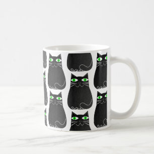 Caneca De Café Gatinho Preto - Olhos Verdes Personalizados