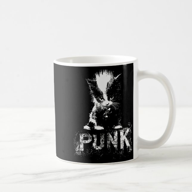 Caneca De Café Gatinho Punk com Design Gótico Nge e Mohawk (Direita)
