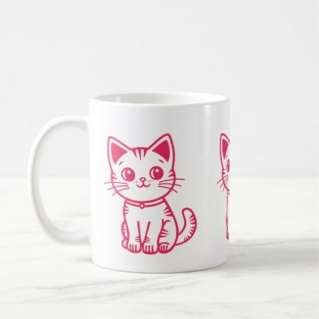 Caneca De Café Gatinho rosa  (Esquerda)
