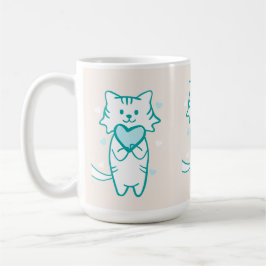 Caneca De Café Gatinho Teal