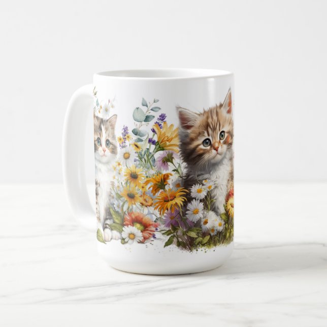 Caneca De Café Gatinhos Adoráveis, Linha Cerâmica Mata (Frente Esquerda)