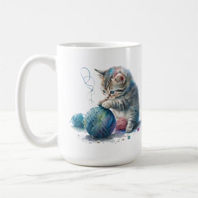 Caneca De Café Gatinhos Brincando com uma Bola de Fios (Esquerda)
