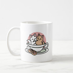 Caneca De Café Gatinhos cortantes em uma taça - Adorável Hora do