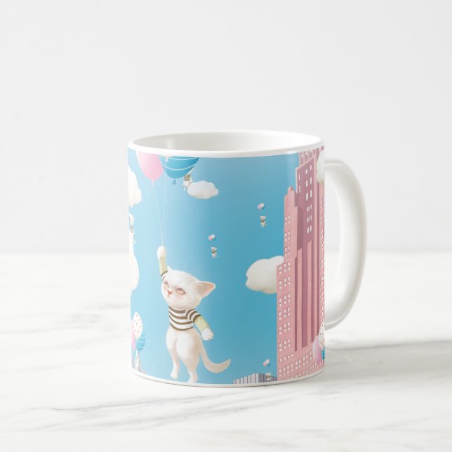 Caneca De Café Gatinhos de Entalhe (Frente Esquerda)