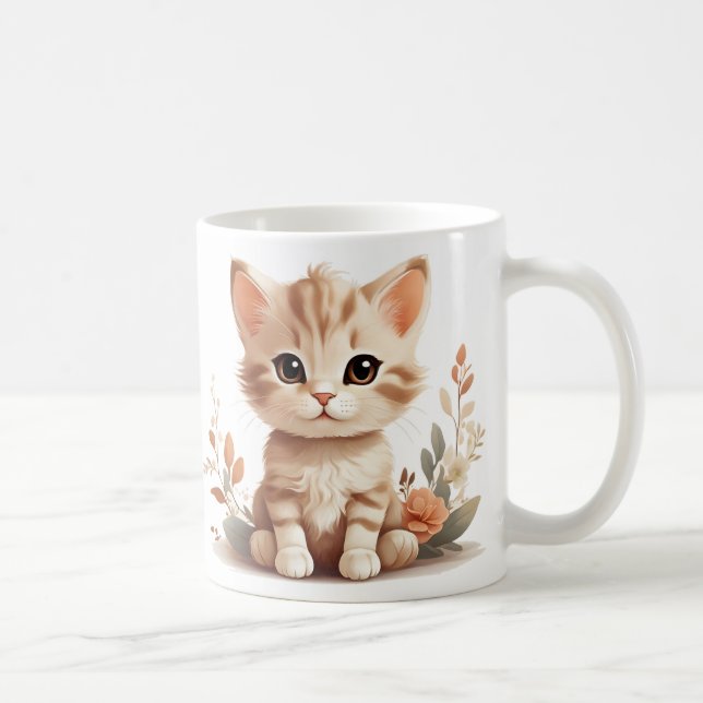Caneca De Café Gatinhos e Flores de Mata (Direita)