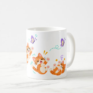 Caneca De Café Gatinhos Laranja Divertidos