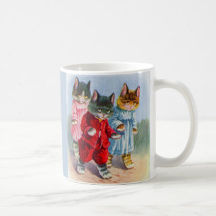 Caneca De Café Gatinhos vestidos na chuva nos anos 30