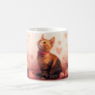 Caneca De Café Gato Abissínio com Rosas - Dia dos Namorados