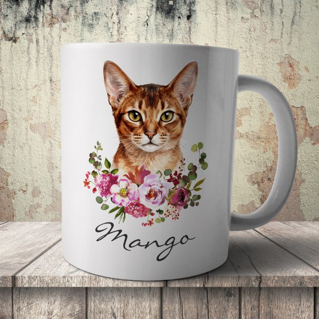 Caneca De Café Gato Abissínio em Aquarela (Criador carregado)