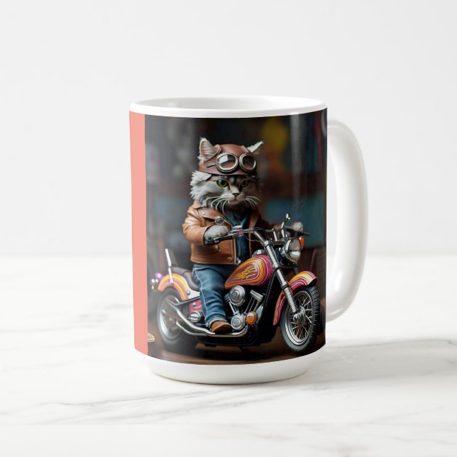 Caneca De Café Gato Adorável na Mug de Café de Moto (Frente Esquerda)