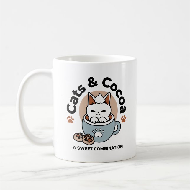 Caneca De Café Gato Adorável no Design de Férias de Mug - Gato e  (Esquerda)