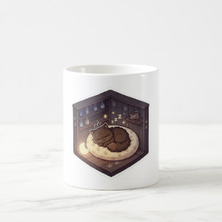 Caneca De Café Gato Adormecido e Fofo em Nicho Mágico Aconchegant