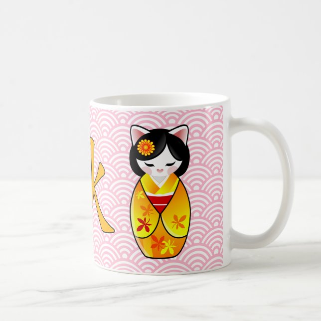 Caneca De Café Gato afortunado japonês Maiko de Kokeshi Maneki (Direita)
