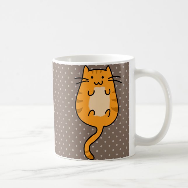 Caneca De Café Gato alaranjado bonito (Direita)