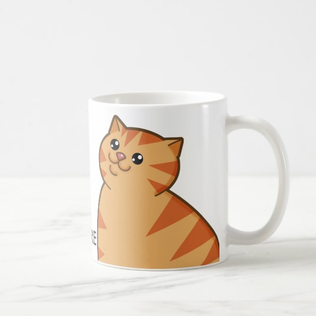 Caneca De Café Gato alaranjado gordo feliz (Direita)